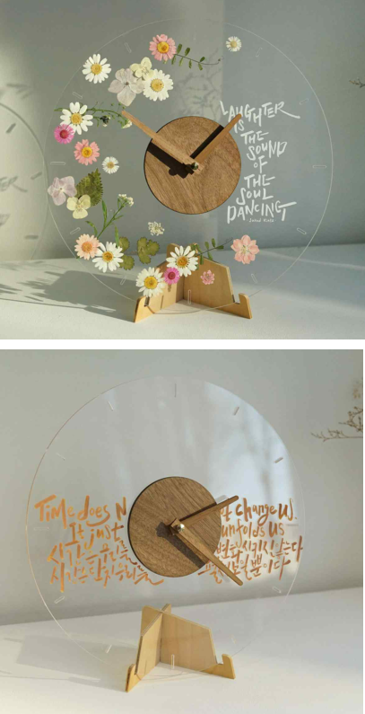 캘리 아크릴 시계(탁상, 벽걸이 겸용)